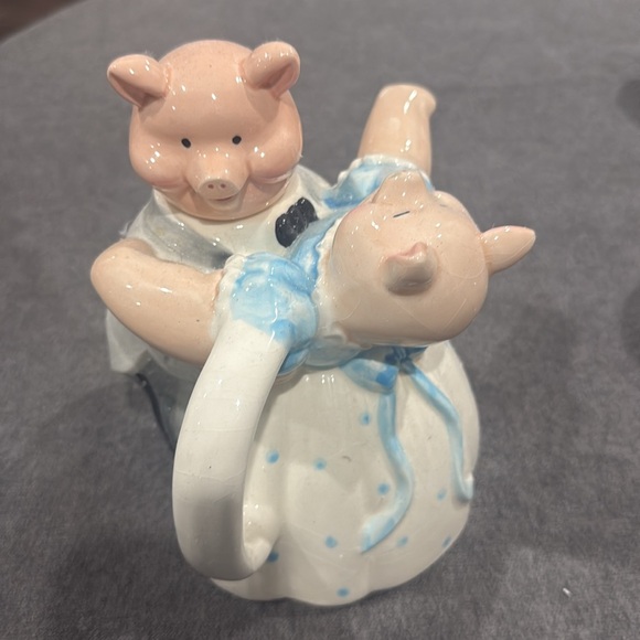 Vintage Collector teapot dancing waltzing pigs farm animals ranch western - Picture 2 of 8